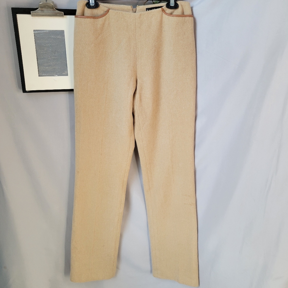 Ralph Lauren Black Label Wool Cashmere Leather Trim Pocket Trouser Pant Camel 6